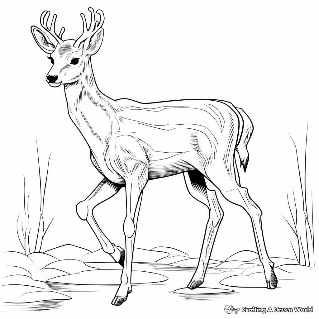Prancing Sika Deer Coloring Pages 1