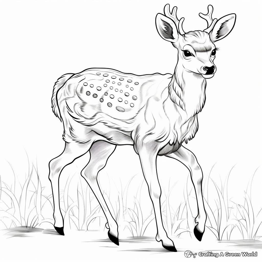 Prancing Sika Deer Coloring Pages 3
