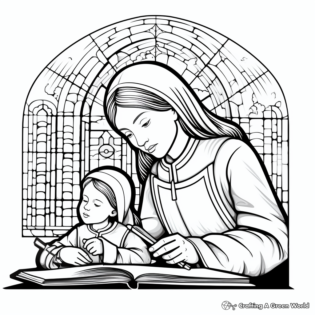 Prayerful St. Monica and St. Augustine Coloring Pages 2