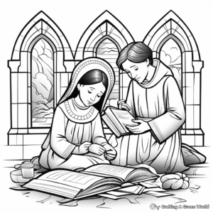 Prayerful St. Monica and St. Augustine Coloring Pages 3