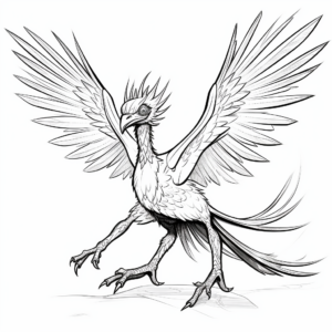 Precise Black Microraptor Coloring Pages for Adults 1
