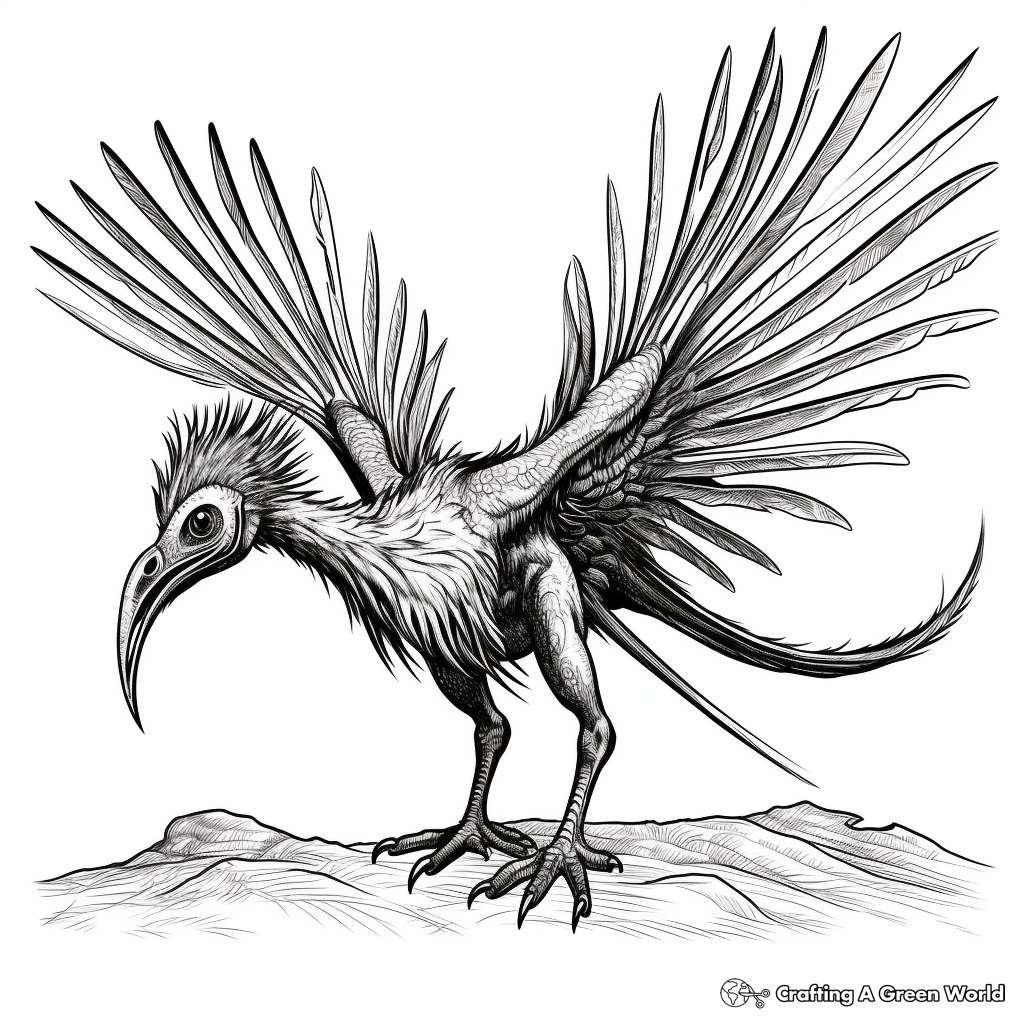Precise Black Microraptor Coloring Pages for Adults 3