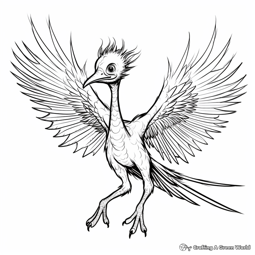 Precise Black Microraptor Coloring Pages for Adults 4