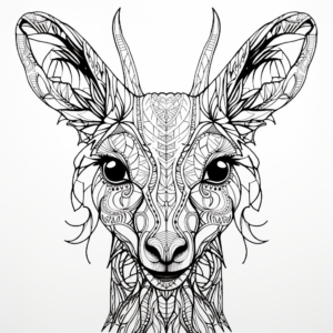 Precise Detail Kangaroo Face Coloring Pages 1