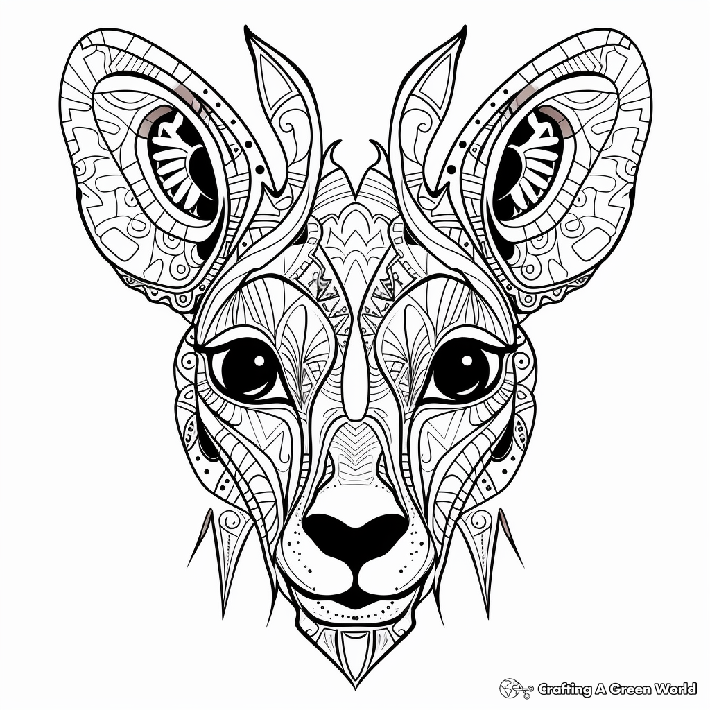 Precise Detail Kangaroo Face Coloring Pages 3