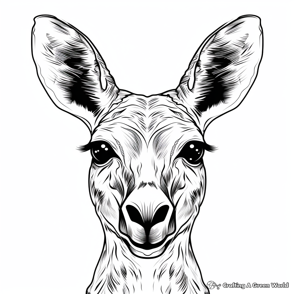 Precise Detail Kangaroo Face Coloring Pages 4