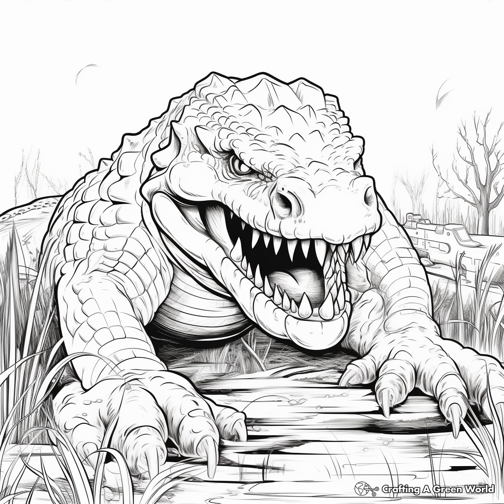 Predator Vs. Prey: Alligator Hunting Coloring Pages 1