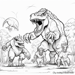 Predator's Clash: Giganotosaurus vs T Rex Coloring Pages 1