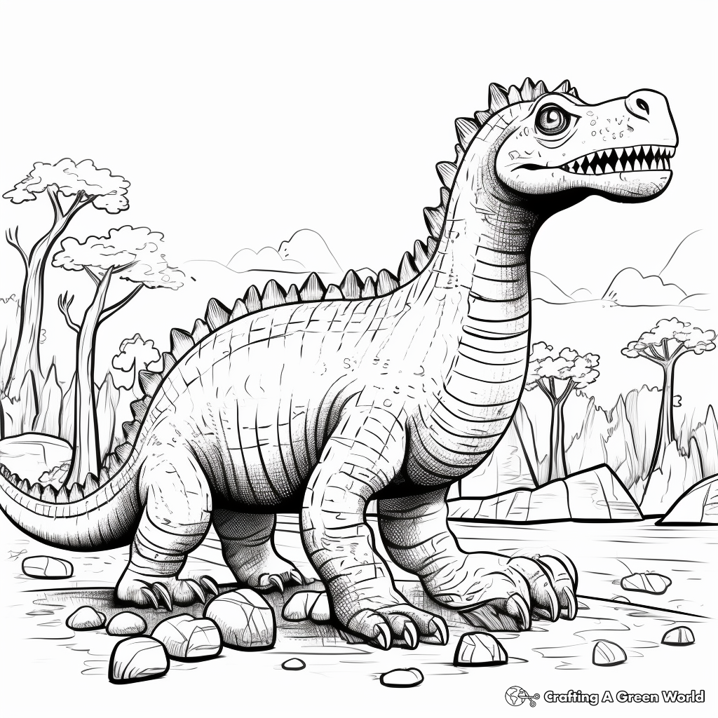 Prehistoric Amargasaurus Scene Coloring Pages 1