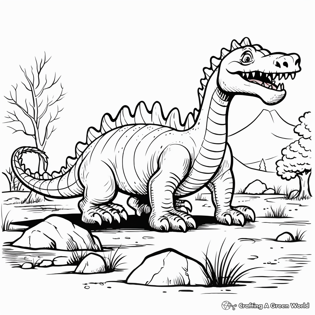 Prehistoric Amargasaurus Scene Coloring Pages 2