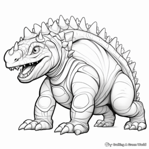 Prehistoric Ankylosaurus vs Predator Coloring Pages 2
