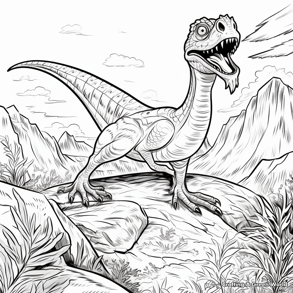 Prehistoric Atrociraptor Scene Coloring Pages 2