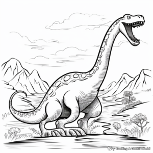 Prehistoric Brontosaurus Scene Coloring Pages 4