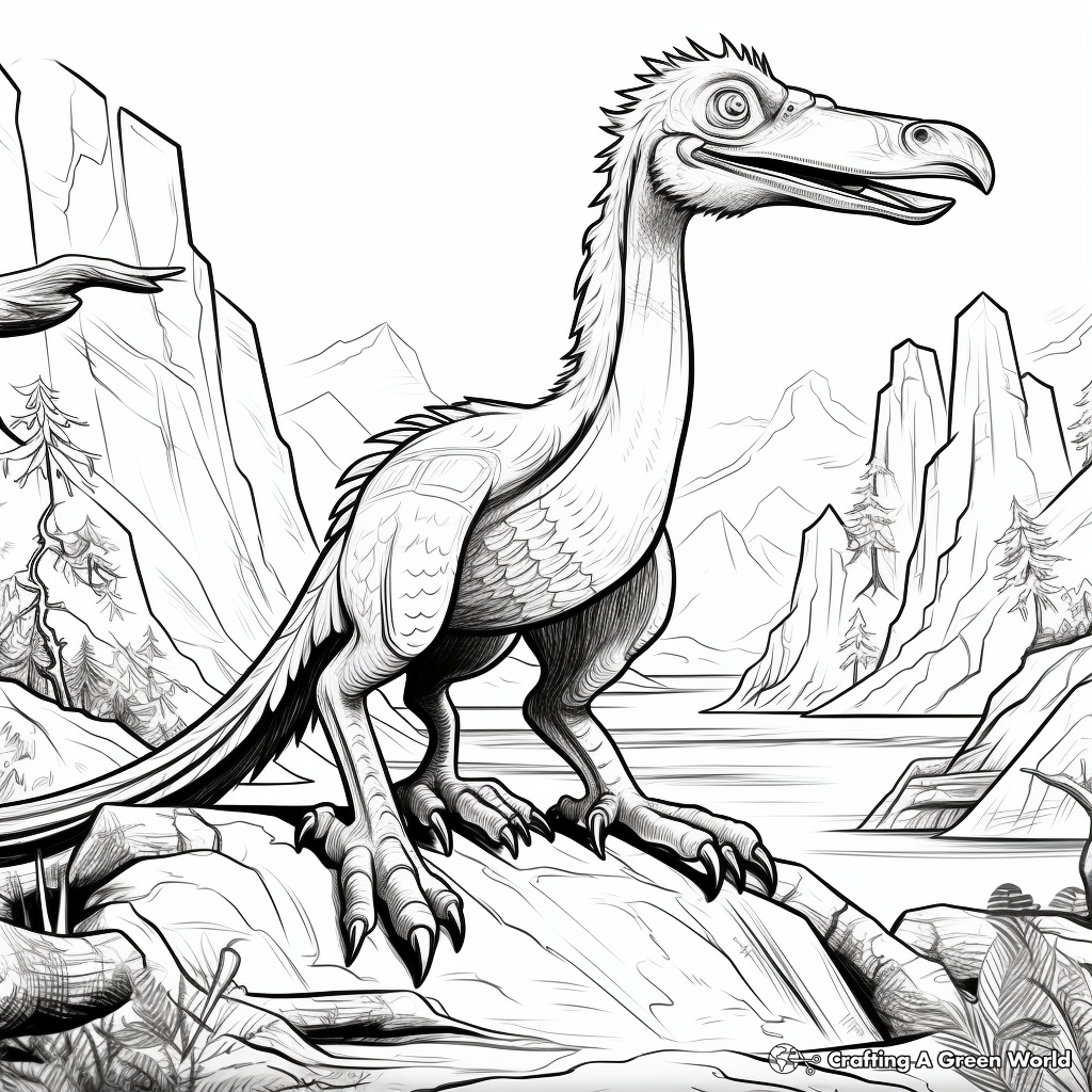 Prehistoric Deinonychus Scene Coloring Pages 2