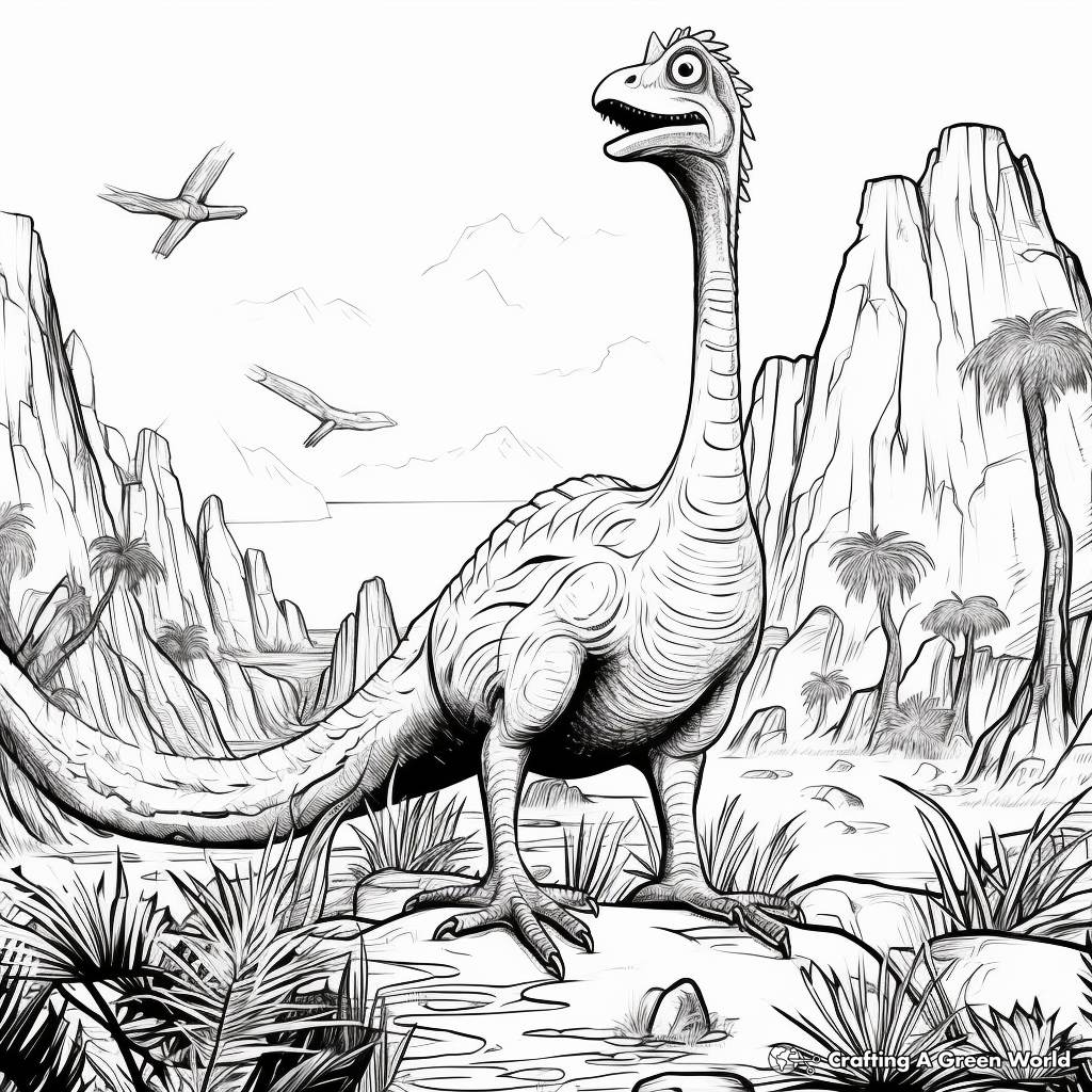 Prehistoric Deinonychus Scene Coloring Pages 3
