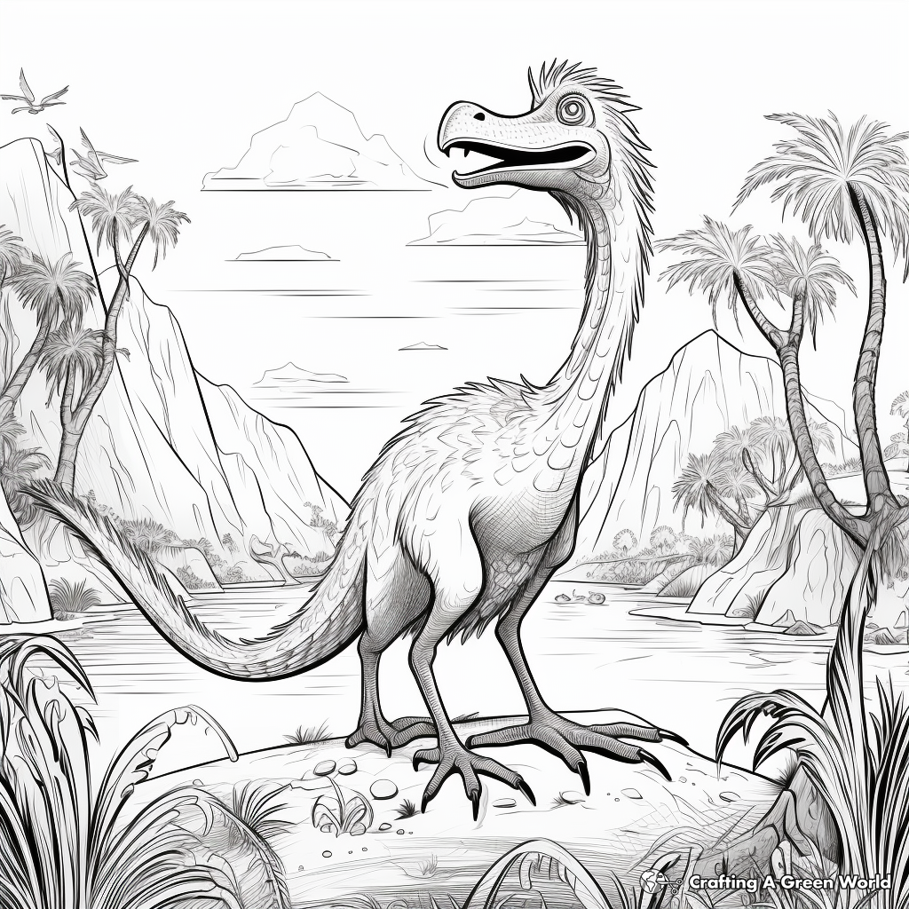 Prehistoric Deinonychus Scene Coloring Pages 4