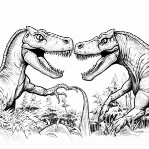 Prehistoric Face-off: Allosaurus vs. Diplodocus Coloring Pages 1