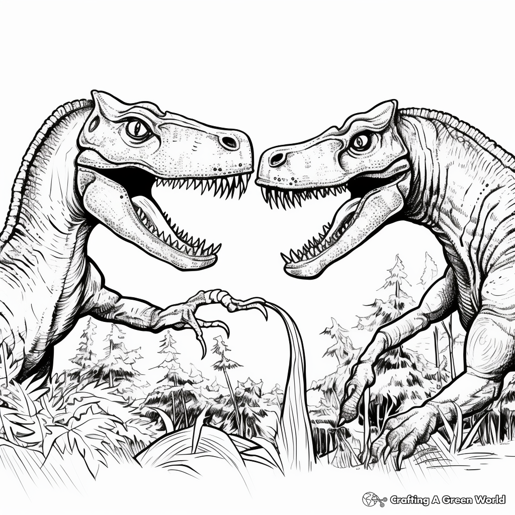 Prehistoric Face-off: Allosaurus vs. Diplodocus Coloring Pages 1