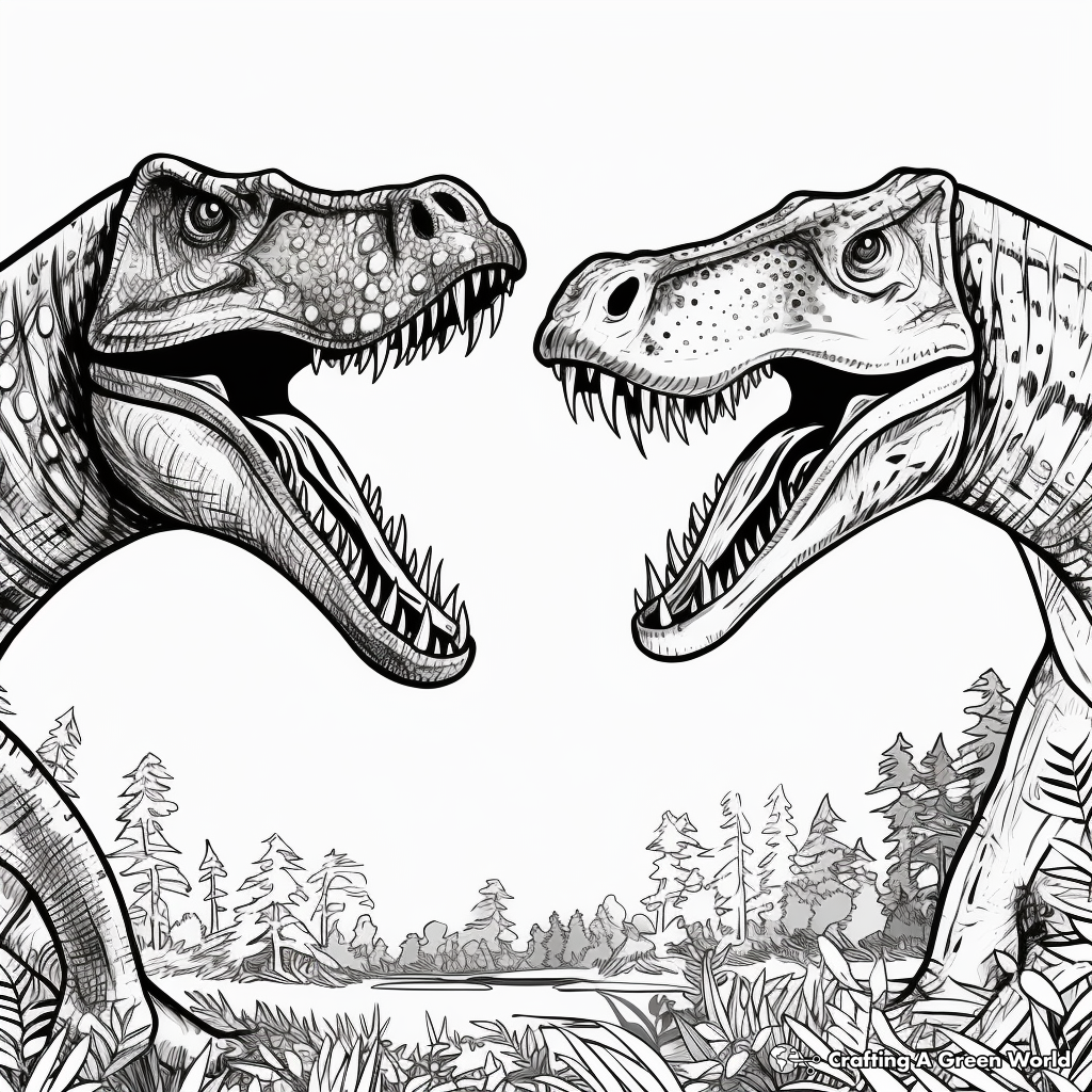 Prehistoric Face-off: Allosaurus vs. Diplodocus Coloring Pages 3