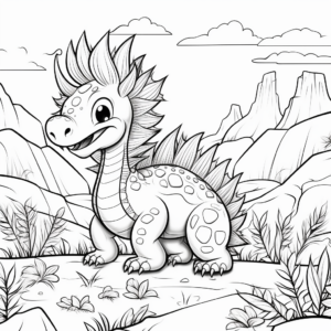 Prehistoric Kentrosaurus Scene Coloring Pages 2