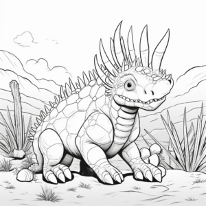 Prehistoric Kentrosaurus Scene Coloring Pages 4