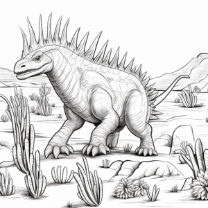 Prehistoric Landscapes with Stegosaurus Coloring Sheets 1