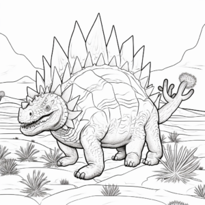 Prehistoric Landscapes with Stegosaurus Coloring Sheets 4