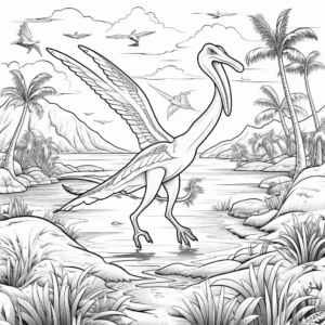 Prehistoric Pterodactyl Scene Coloring Pages 3
