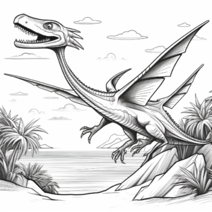 Prehistoric Pterodactyl Scene Coloring Pages 4