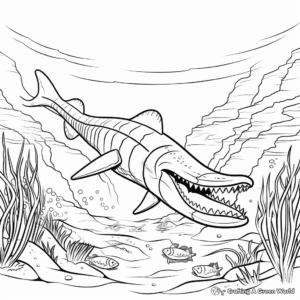 Prehistoric Scene Elasmosaurus Coloring Pages 2