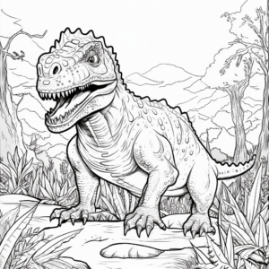 Prehistoric Scene with Carnotaurus Coloring Pages 2