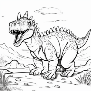 Prehistoric Scene with Carnotaurus Coloring Pages 3