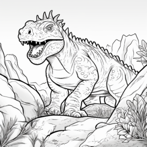 Prehistoric Scene with Carnotaurus Coloring Pages 4