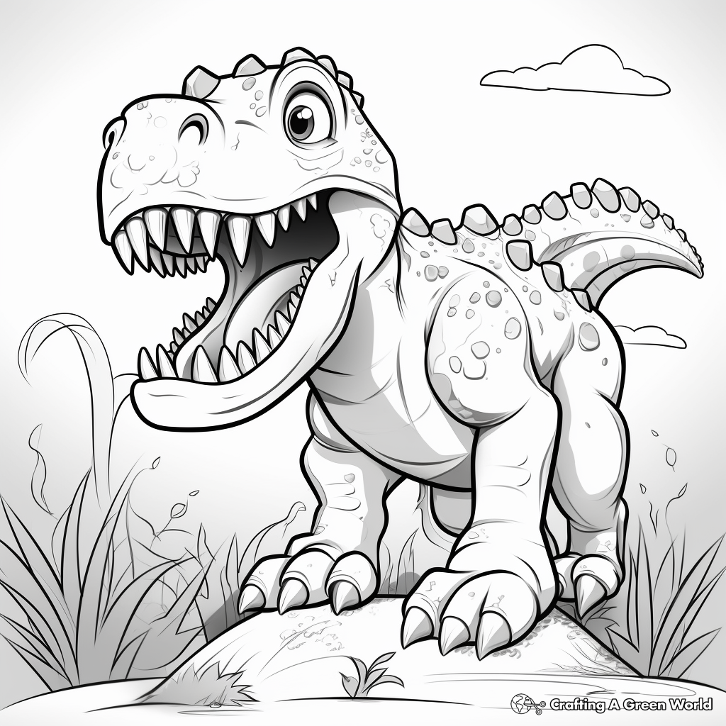 Prehistoric Scenes with T Rex Coloring Pages 4