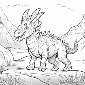 Prehistoric Styracosaurus with Landscape Coloring Pages 4