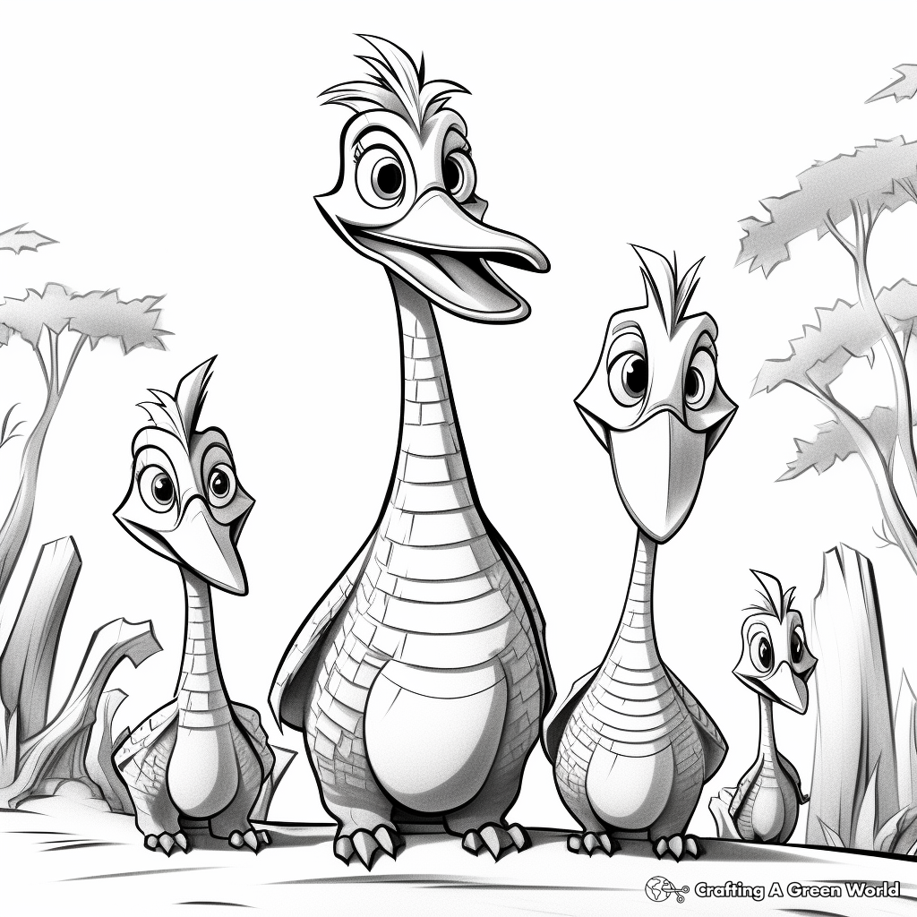 Prehistoric Troodon Family Coloring Pages 1
