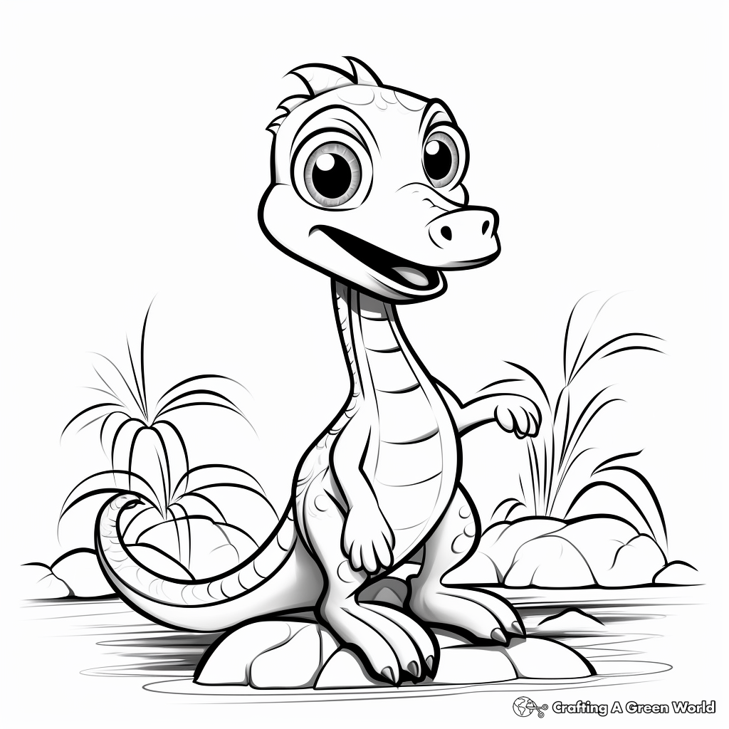 Preschool-Friendly Simple Compysognathus Coloring Pages 3