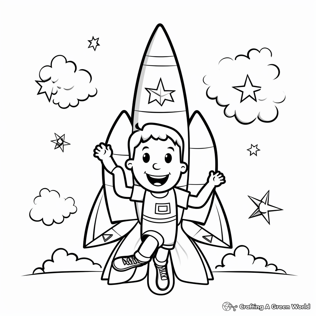 Preschool-friendly Simple Rocket Coloring Pages 1