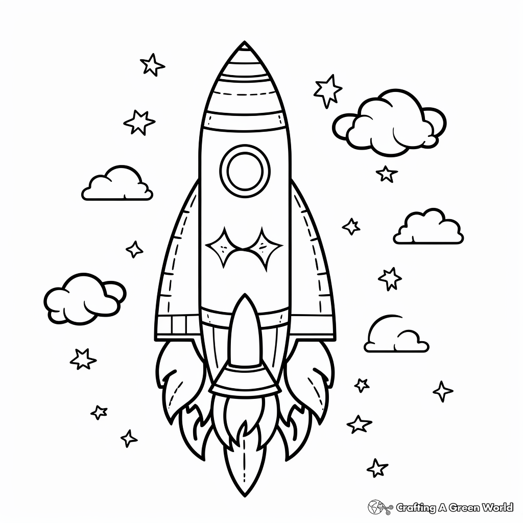 Preschool-friendly Simple Rocket Coloring Pages 2