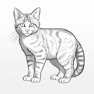 Pretty Grey Tabby Cat Coloring Pages for Adults 1