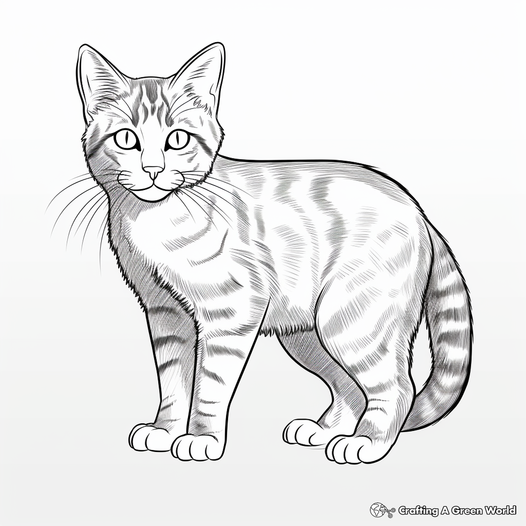 Pretty Grey Tabby Cat Coloring Pages for Adults 1