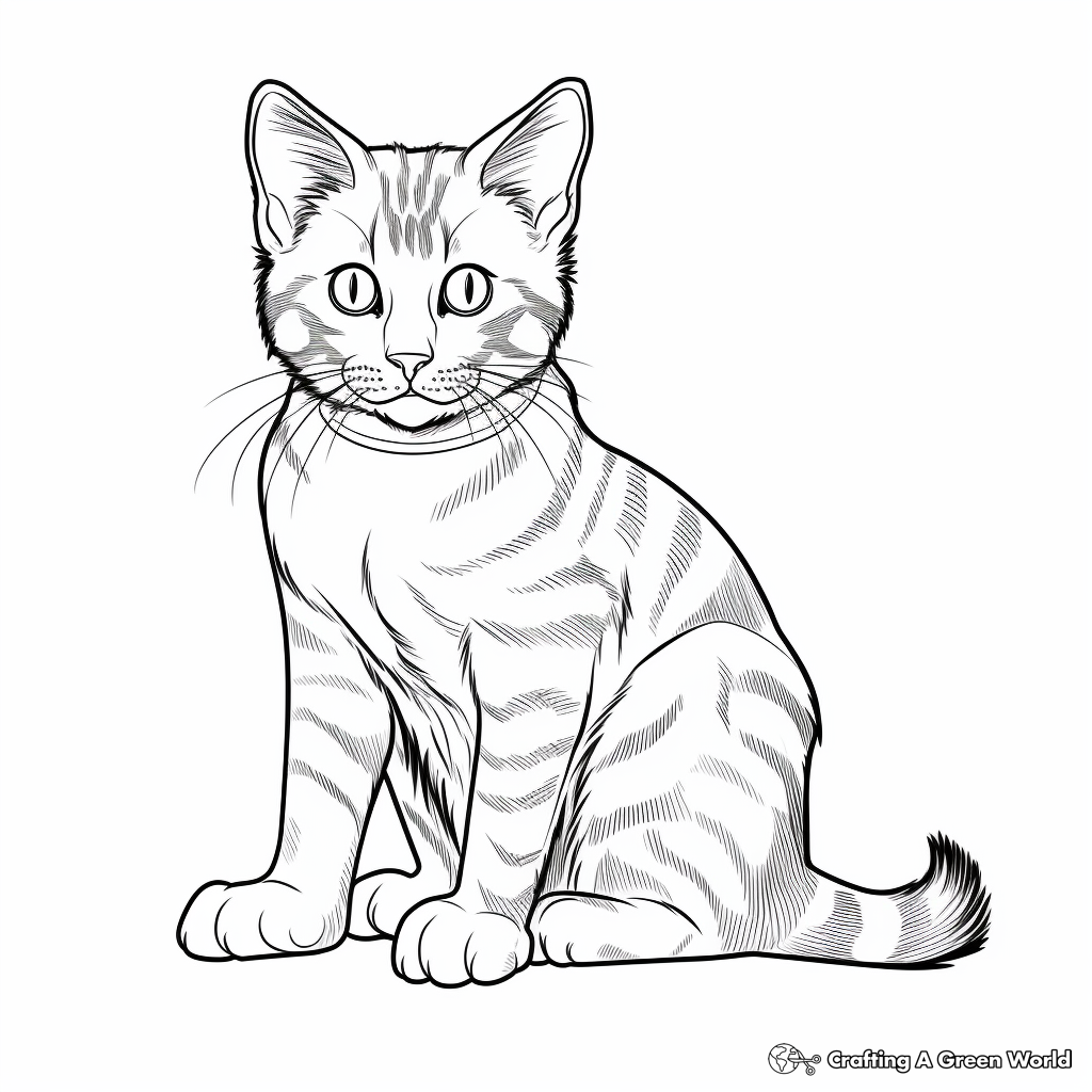 Pretty Grey Tabby Cat Coloring Pages for Adults 2