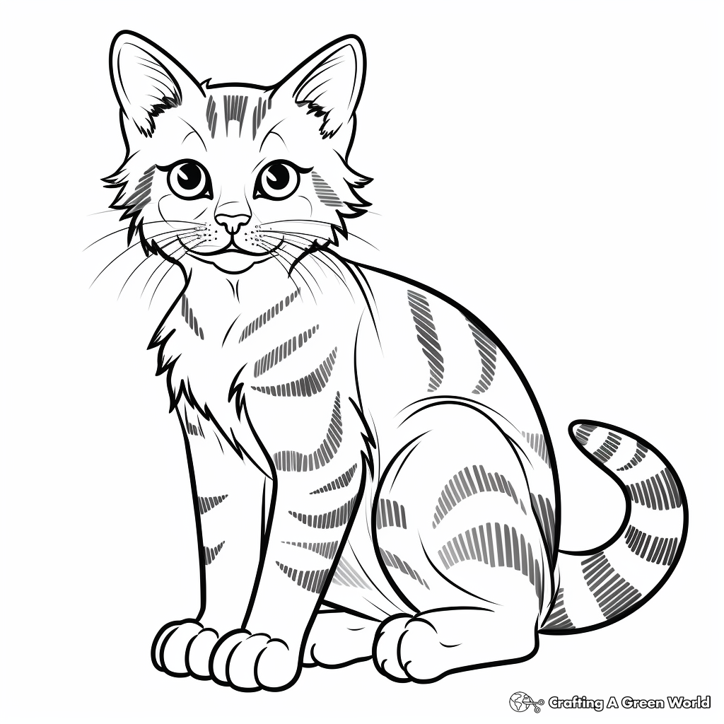 Pretty Grey Tabby Cat Coloring Pages for Adults 3