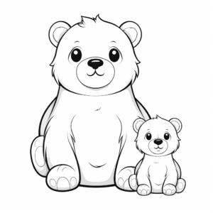 Pretty Mama Bear and Baby Bear Coloring Pages 3