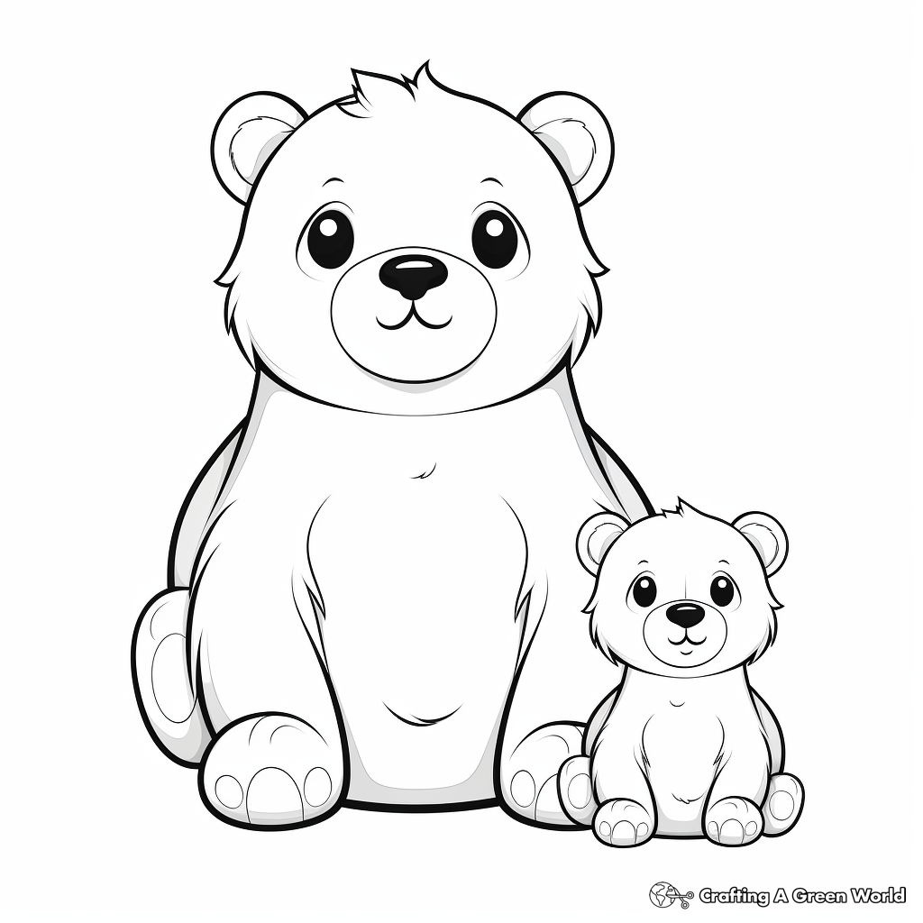 Pretty Mama Bear and Baby Bear Coloring Pages 3