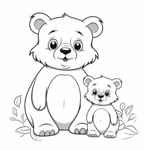 Pretty Mama Bear and Baby Bear Coloring Pages 4
