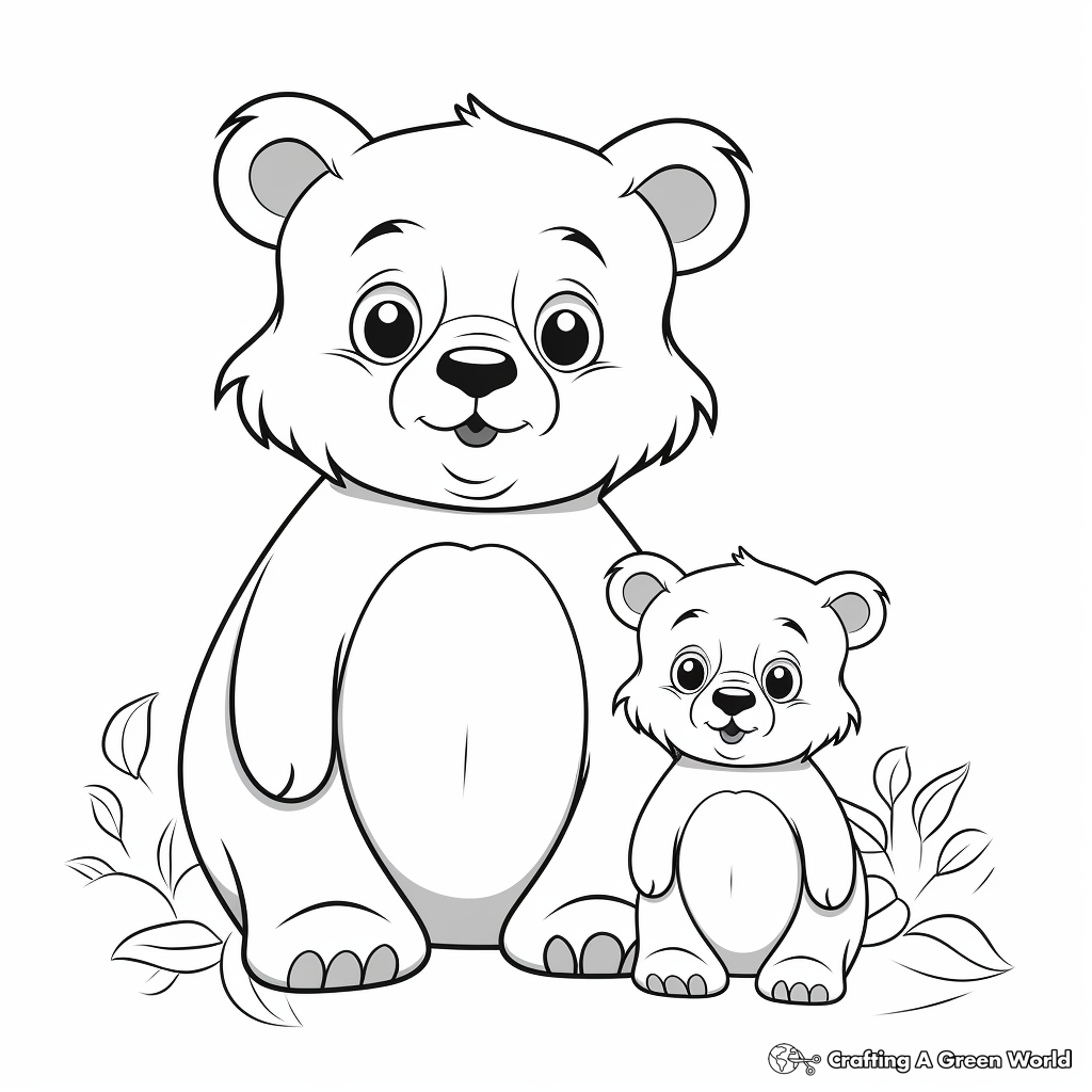 Pretty Mama Bear and Baby Bear Coloring Pages 4