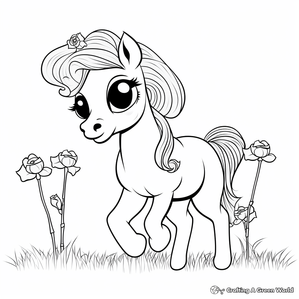 Pretty Pony with Poppies Coloring Pages 2