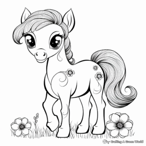 Pretty Pony with Poppies Coloring Pages 3