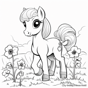 Pretty Pony with Poppies Coloring Pages 4